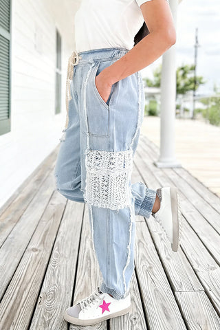 Relaxed Fit Ripped Denim Joggers
