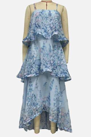 Layered Ruffle Floral Maxi Dress