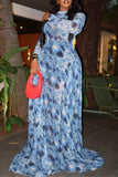 Long-Sleeve Printed Maxi Dress