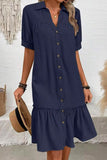 Button-Front Casual Shirt Dress