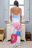 Colorblock Floral Bodycon Maxi Dress