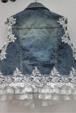 Embellished Lace Denim Vest