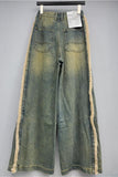 Wide-Leg Straight Jeans with Premium Trim