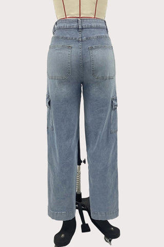 Cargo Pocket Straight Denim Jeans