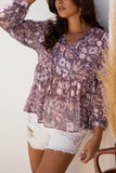 Boho Flower Print Babydoll Blouse