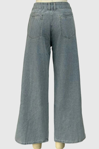 Striped Wide-Leg Jeans
