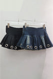 Pleated Grommet Mini Skirt