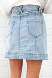 A-Line Denim Mini Skirt with Seam Detail