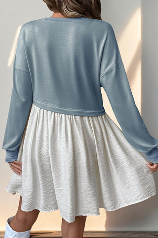 Casual Two-Toned Sweatshirt Dress