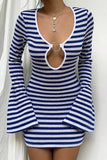 Striped Keyhole Casual Dress