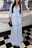 V-Neck Maxi Dress with Lace Panelling