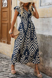 Striped Ruffle Hem Maxi Dress