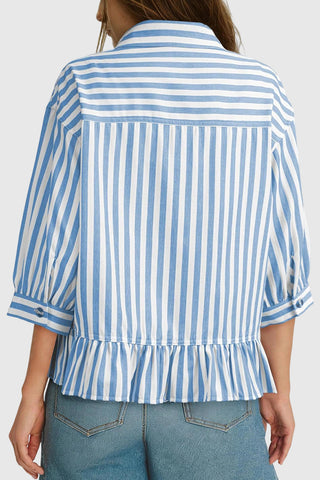 Striped Button-Front Blouse