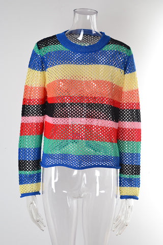 Vibrant Striped Crochet Top
