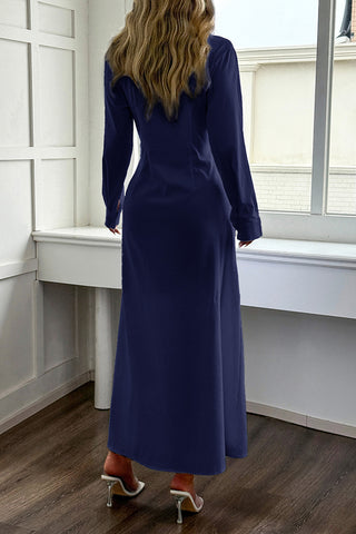 Long Button-Front Casual Dress
