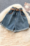 Belted High-Waist Casual Shorts