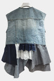 Lace Embellished Asymmetric Denim Vest