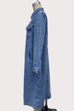 Stylish Button-Up Long Denim Jacket