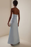 Halter Neck Evening Gown with Draped Details