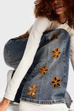 Floral Detail Wide Leg Jeans