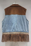Fringe-Accent Denim Vest