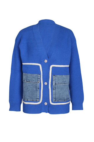Button-Front Cardigan with Bold Pockets