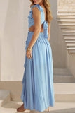 Ruffle Wrap Belted Maxi Dress