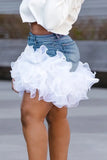 Denim Skirt with Ruffled Hem