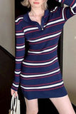 Button-Up Striped Polo Dress