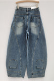 Distressed Wide-Leg Denim Jeans
