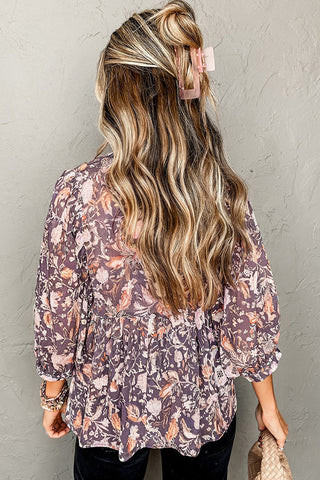 Floral Print V-Neck Blouse
