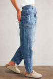 Distressed Straight-Leg Jeans