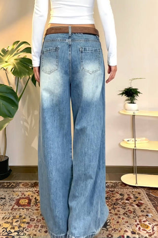 Asymmetrical Straight Denim Jeans