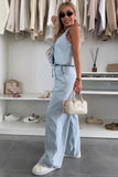 Tie-Front Sleeveless Pants Set
