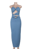 Strapless Cut-Out Midi Dress
