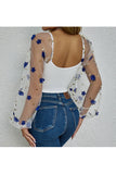 Floral Embroidered Mesh Sleeve Tank