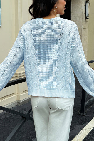 Cable Knit Sweater with Flowing Sleeves