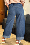 Raw Hem Wide Leg Jeans