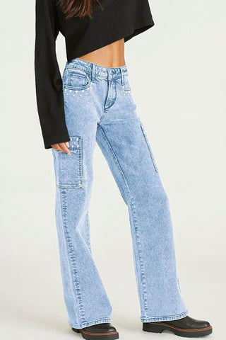 Cargo Pocket Straight-Leg Jeans