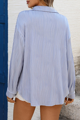 Button-Up Blouse with Textured Design