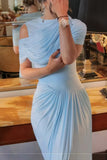 Draped Off-Shoulder Evening Gown