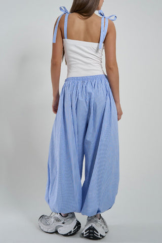 Elastic-Waist Wide-Leg Casual Pants