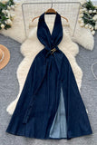Halter Tie Denim Dress