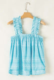 Tribal Pattern Ruffled Wide-Strap Tank Top