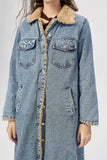 Longline Shearling-Lined Denim Coat