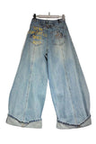 Graphic Wide-Leg Denim Jeans