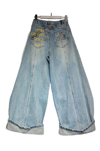 Graphic Wide-Leg Denim Jeans