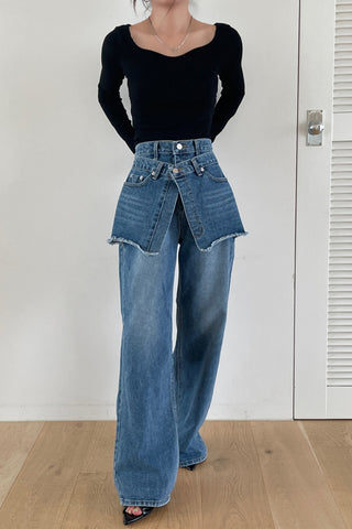 Distinctive Layered Straight Jeans