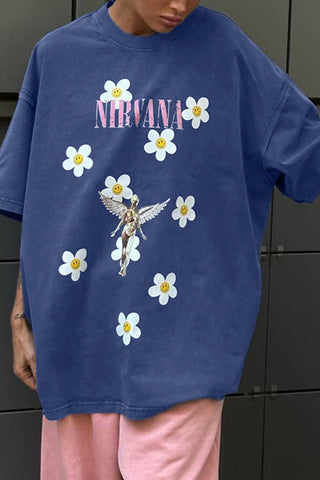 Floral Fairy Graphic Oversized Tee