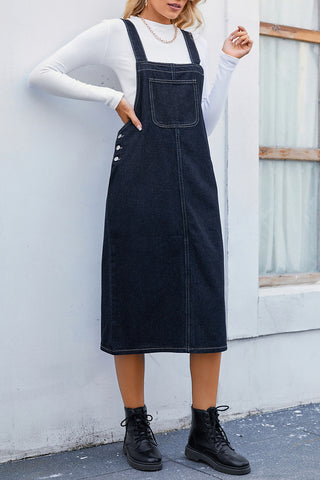 Sleeveless Denim Pinafore Jumpsuit